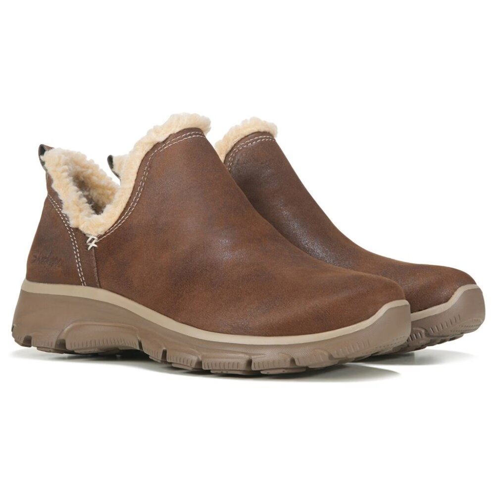 Skechers‎ Brown Faux Fur Lined Slip On Shoes Womens Size 10 Winter Comfort